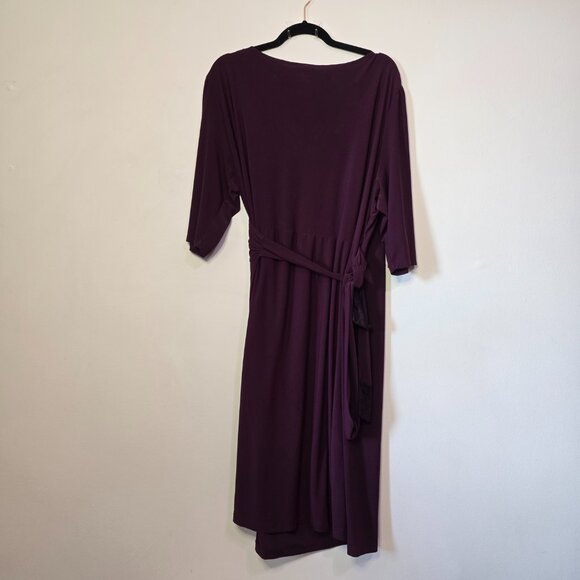 Kiyonna - Women's Size 3X True Wrap Dress - Plum Purple with Black Lace Details - Picture 2 of 8